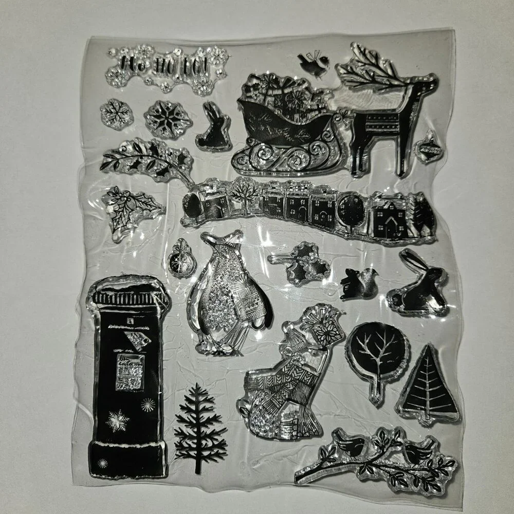 Clear Stamps Mixed Lot Christmas Tree Stocking House Reindeer Snowman READ